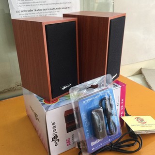 Combo gồm: Loa M5 Music F vỏ gỗ âm thanh cực chất + USB bluetooth kết nối không dây nghe nhạc từ điện thoại, Ipad
