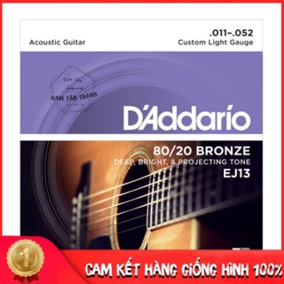 Dây Đàn D'Addario [ TẶNG PICK FENDER ] Guitar Acoustic EJ13, Custom Light, 11-52, 80/20 Bronze